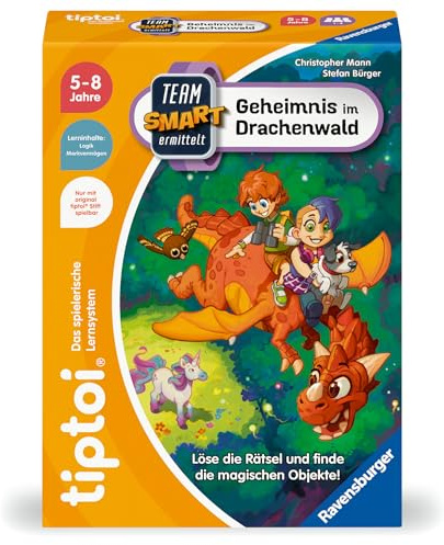 Ravensburger tiptoi Team SMART ermittelt: Geheimnis im Drachenwald | Logikspiel ab 5 Jahre, Lerninhalt: Logik und Merkvermögen, 1-4 Spieler