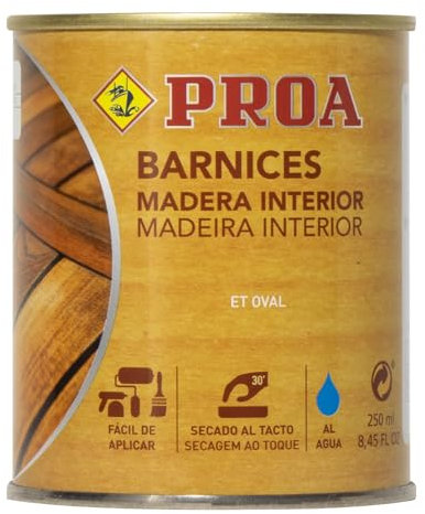 Barniz al agua interior. Satinado. Roble. 250 ML.
