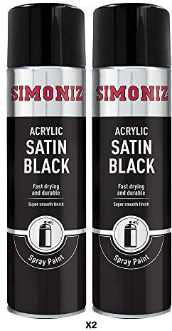 Simoniz Acrylic Satin Black Spray Paint 2x 500ml