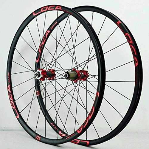 LSRRYD Set Ruote Bici 26 27,5 29 Pollici MTB Freno Disco Ruota Bicicletta Cerchio in Lega 24 Raggi Mozzi Cuscinetti Sigillati per Volano Cassetta 8-12 velocità QR (Color : B-Red, Size : 26inch)