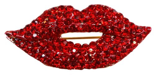 Holibanna Roten Lippen Brosche Strass Intarsien Anzug Brosche Kristall Corsage Mode Kleidung Zubehör Neuheit Bling Hochzeit Brosche Pin für Tasche Schal Hosen Tuch