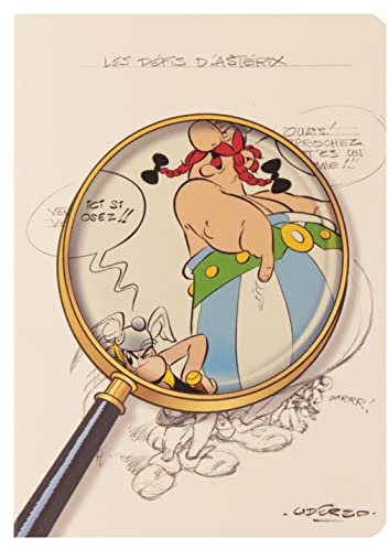 Clairefontaine 813025C - Notizbuch Asterix 4, mit Fadenbindung DIN A5, 32 Blatt liniert, Motiv skizziert mit Lupe, 1 Stück
