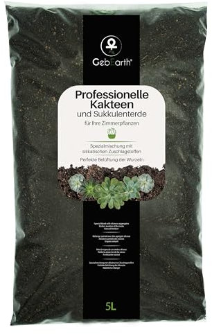 GebEarth® - Terriccio Professionale per Piante Grasse e Succulente da 5 Litri【 Substrato ideale per Cactacee e altre Piante Grasse da Appartamento 】