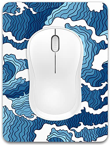 Dapesuom kleines Mauspad, 15 x 20 cm, mit Rutschfester Gummiunterseite, wasserdichtes Mini-Mauspad für Damen, Herren, kabellose Maus Laptops, Büro, Reisen, Zuhause, Wellen