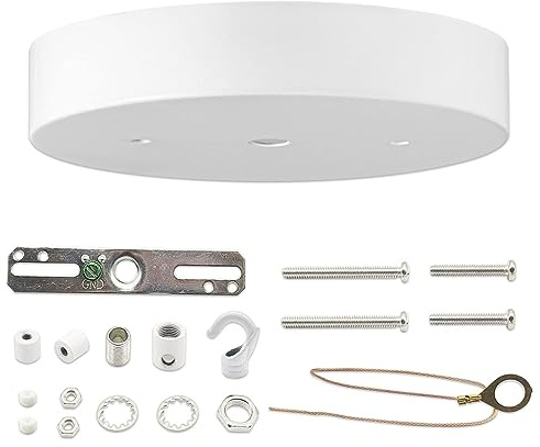 EIFHYT Canopy Kit for Chandelier 5 1/8 Ceiling Lighting Modern Steel Canopy Kit Light Fixture Cover Plate Hook & Cord Holder for Pendant Lighting Fixtures White