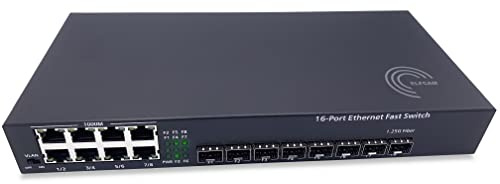 Elfcam® - Gigabit Ethernet Switch avec 8 SFP Ports et 8 Ports Ethernet 10/100/1000Mbps, Plug & Play Non Géré, Métal Robuste (8 Ports SFP)
