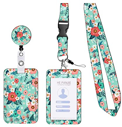 KHDULQ Blumen Neck Strap Star Card Sleeve Ausweishalter Ausweishülle | karten schutzhülle, card wallet für Handy-Lanyards, Ausweise, Büro- und Schulbedarf