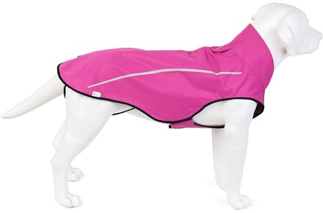 Mile High Life Hunde-Regenmantel, verstellbare, wasserdichte Haustierkleidung, leichte Regenjacke mit reflektierenden Streifen, einfacher Einstieg, Neon-Rosa, XXS