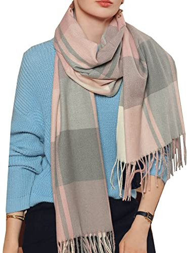HYUET Winter Pashmina Schal Schal Damen Plaid Elegant Lange Weiche Warme Wickelschals Tartan Tartan Wrap Strickschal Winter Poncho Stola Pashmina für Damen Herren