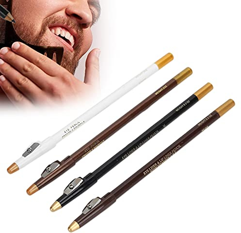 4pcs Hairline Pencil Beard Pencil Filler for Men, with Sharpener, Hairline & Mustache Tracing Tool, Shaping & Styling Kit, & Long-Lasting