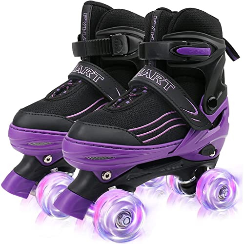 Kids Roller Skates for Girls Boys Adjustable Roller Skates with Light Up Wheels, Fun Illuminating for Girls Boys, Roller skates for Kids Beginners, Suitable for Both Indoor and Outdoor Use, Large
