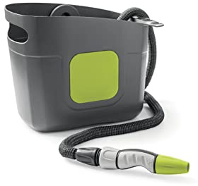 G.F. SRL, Aquapop Grey Pro 15, selbstverlängernder Gewebeschlauch Made IN Italy, mit starrem Kunststoffbehälter, ergonomischer Mini-Gartenspritze, Anschlüsse zur Bewässerung von Gärten, dunkelgrau