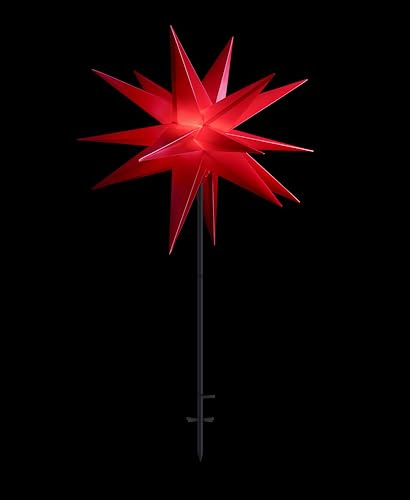 Sterntaler Dekostern | Weihnachtsstern Kunststoff | 18-Zacker | Faltstern mit Ständer | Rot | 100cm | Außen | LED | Netzstecker