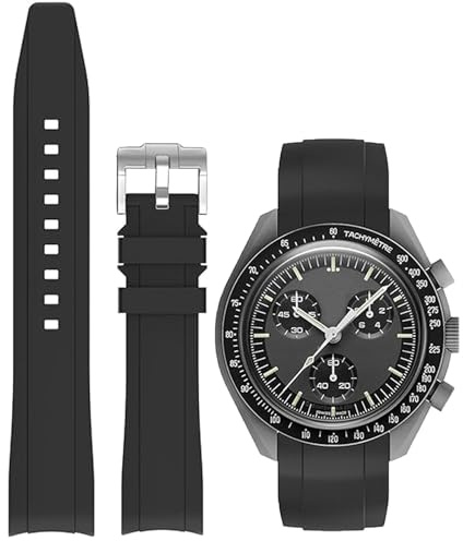 Niziruoup Klockband 20mm för Omega x Swatch MoonSwatch Silikonarmband Böjbart mjukt Silikonremmar, Ersättningsarmband Silikon Gummi Ersättningsband Klockarmband för Herr Dam