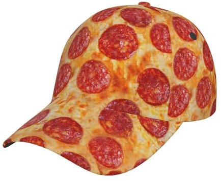 WQUVMDS Bedruckte Baseballkappe mit gebogener Krempe, Unisex, verstellbar, lässig, Sport, Sommer, modisch, Sonnenblende, Schirm, Hip-Hop-Kappe, Trucker-Mütze (Weihnachts-Hase), 3D Pizza Pepperoni, One