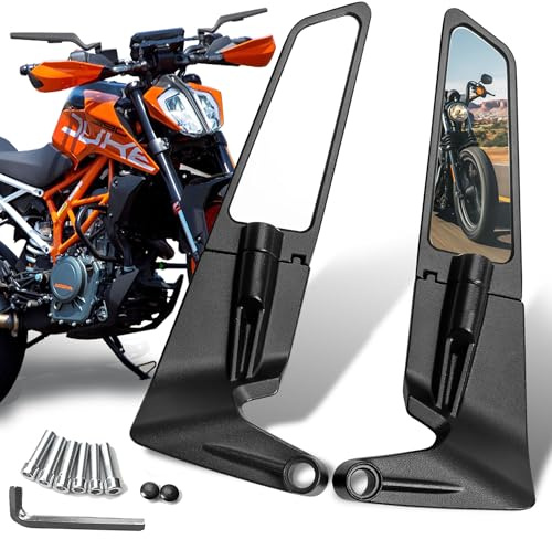 Motorcycle Rear View Mirrors,360°Rotating Adjustable Stealth Handlebar Mirrors for Kawasaki z900 z400 z650 Duke 390 250 MT03 07 Supermoto Accessories,Universal 10 mm 8 mm Wind Wing