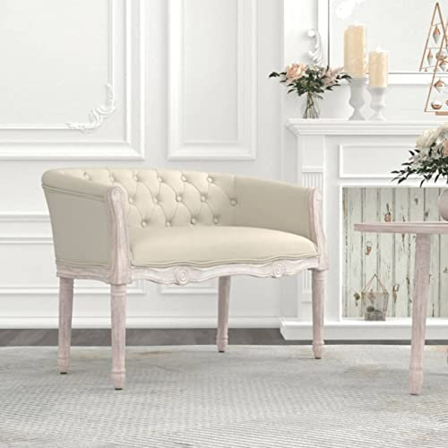 Homgoday Sitzbank mit Rückenlehne Flurbank Polsterbank Esszimmerbank Bank Wartebank Wohnzimmerbank Bank für Flur Wohnzimmer Beige 98x56x69 cm Leinen