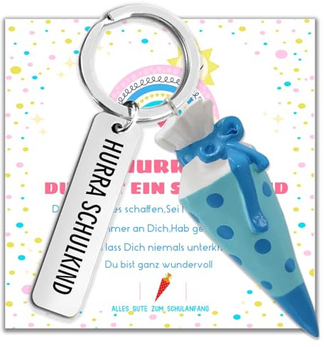 ENSTAB Einschulung Geschenk Mini Schultüten Füllung Schulanfang Geschenk Schulkind mit Grußkarte Geschenkbox(Schultüten-Blau)