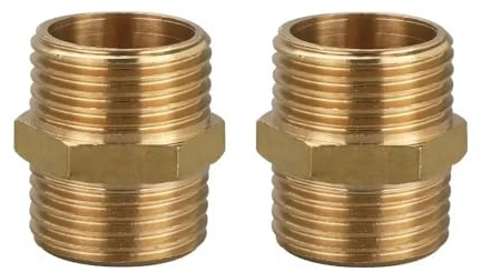 MiJunHD 2PCS Brass Straight Connector | BSP Male Thread G1/2≈20mm≈0.79inch | Pipe Thread Reducing Joint Plumbing Adapter for Pipe Connection Converting