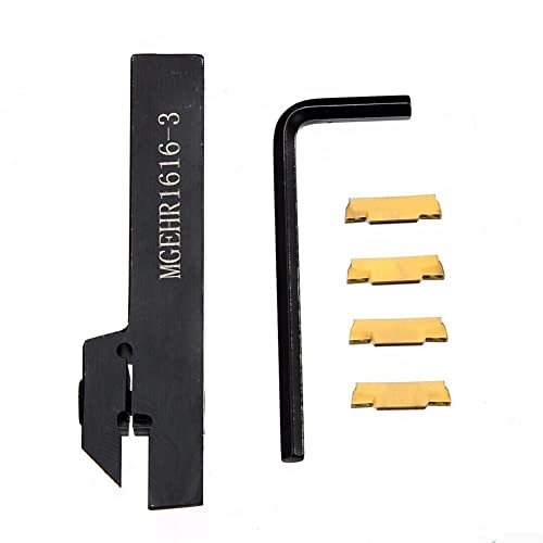 Lathe Parting Tool,Lathe Turning Tool Holder, Lathe Cut Off Tool MGEHR1616-3,Lathe Cut-Off Grooving Parting Tool Holder With 4Pcs MGMN300