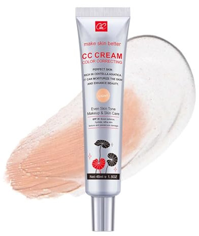 Color Correcting CC Cream - CC Creme mit Centella Asiatica - Concealer Skin Tint mit Voller Deckkraft - Full Coverage Make Up Fondation mit SPF 25 - Verbessert den Teint & die Hydratation - Light