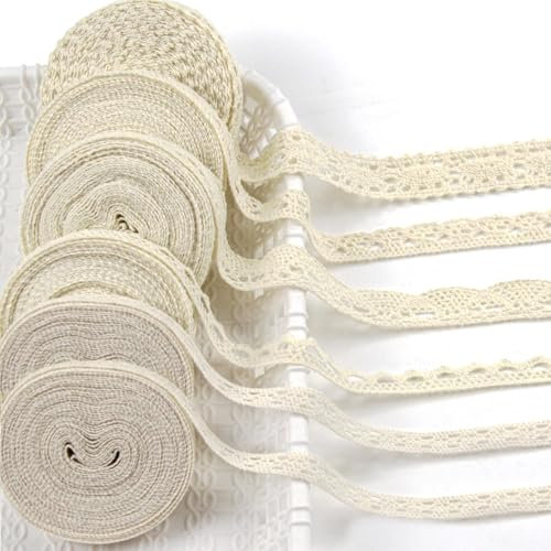 6 Rotoli Nastro di Pizzo Vintage Decorativo Tessuto Pizzo al Metro per Matrimonio e Decorazione Fai da te Scrapbooking Regalo Cucito Artigianale