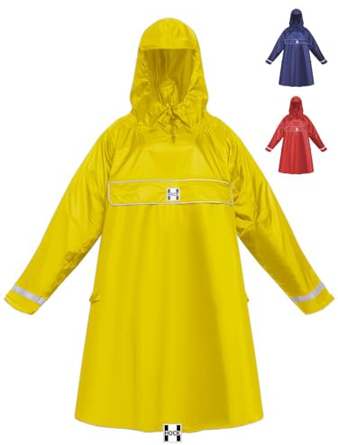 HOCK Premium „E-Bike Poncho“, Regenponcho mit Ärmel für Fahrrad und E-Bike, für Helme geeignet - Regencape 100,0% wasserdicht, Fahrradponcho für Herren & Damen, Gelb