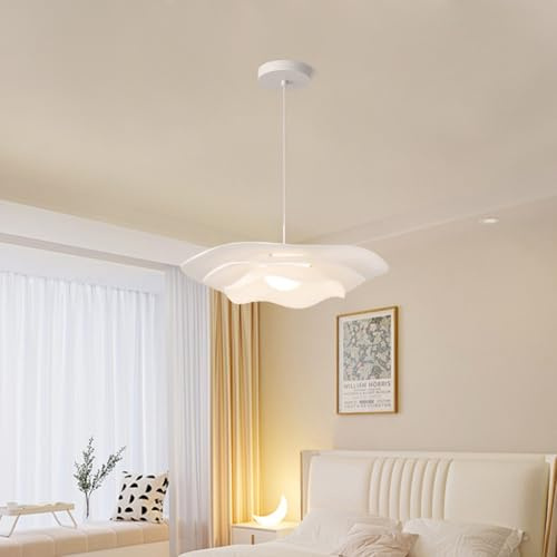AHQX Moderne Blume Kronleuchter Kreative Blütenblatt Kronleuchter Weiß Acryl Lampenschirm Höhenverstellbar Geeignet Für Esszimmer Wohnzimmer Schlafzimmer Villa (Glühbirne Nicht Enthalten)
