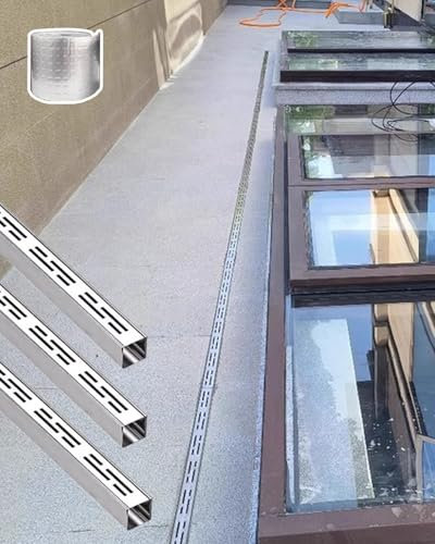 Entwässerungsrinne 3-teiliges Edelstahl-Abflussgitter für Die Einfahrt, 3,5 Cm Breite, Schmale Kanal-Abflussabdeckung mit Klebeband, Bodenrinnen-Set für Die Entwässerung Von Terrassen/Verandas/Höfen