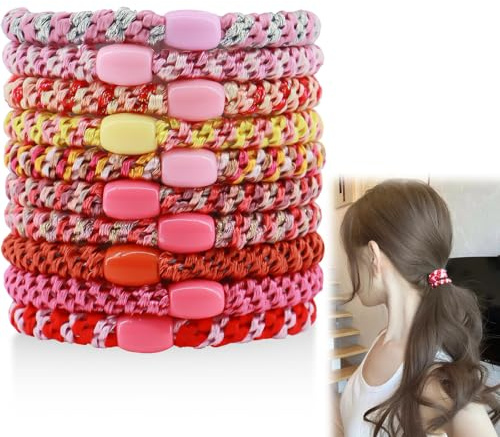 Yeria Haargummis Damen Kinder – 10 Stück Elastische Zopfgummis, Bunte Geflochtene Scrunchies Ohne Metall, Für Dickes, Glattes & Lockiges Haar