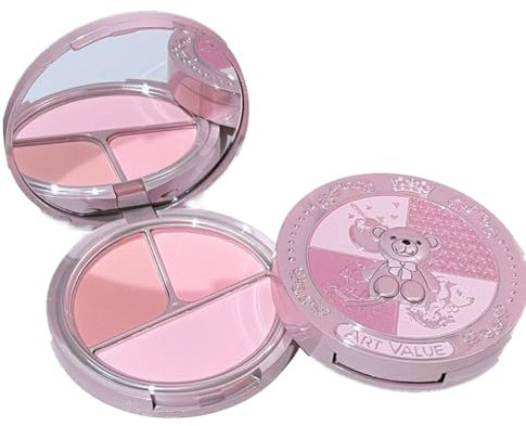 KARLOR Palette 3 in 1 per blush in polvere, rosa corallo, palissandro, rossore, rosa blush, cipria, set di blush, blush, set di blush, blush, palette blush peach, rosa opaco (01#)