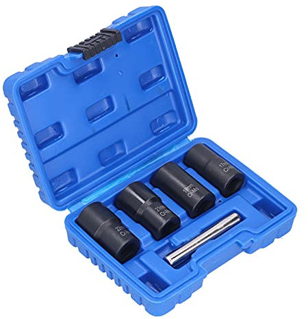 RPJFCPCS Écrou de Roue r, Jeu de 5 Douilles pour écrou de Roue 1/2 Impact, kit de Retrait de Blocage de Roue, 22 mm, 21 mm, 19 mm, 17 mm, extracteur de Fil cassé, Embout de Fixation