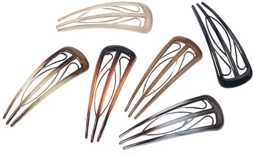 Lot de 6 épingles à cheveux françaises de forme unique avec 3 dents internes pour femme Accessoires de coiffure vintage