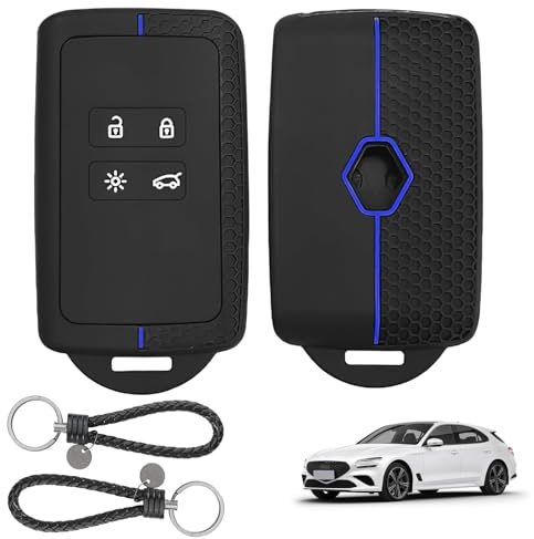 2PCS Schlüsselhülle für Renault, Captur Megane Kadjar Espace Dacia Duster | Autoschlüssel Hülle für Clio Koleos Kangoo Twingo, Silikon Keycard Schlüsselhülle, TPU 4 Tasten, Key Case schlüssel Zubehör