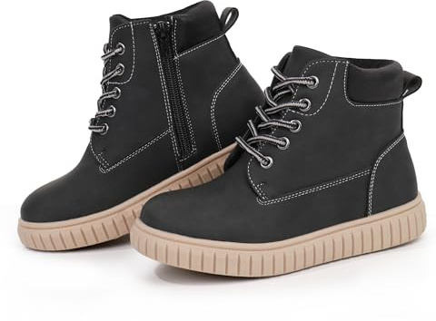 Hawkwell Stivaletti per bambini con chiusura lampo, sneaker per bambini con design alto simile agli stivali, per ragazzi e ragazze (bambini piccoli/bambini), Nero , 37 EU