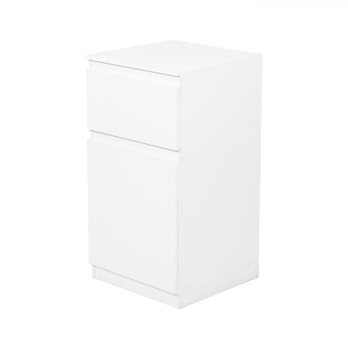 Liink1Ga Komodenschrank für Schlafzimmer 40 cm Breit Kommode Weiß mit 1 Schubladen & 1 Tür, Nachtkasten Schubladenkommode Kommode&Sideboard Komoda Weiss für Büro Wohnzimmer Schlafzimmer Flur Möbel