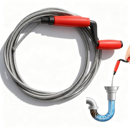 5 Metri*6mm Stura Tubi Di Scarico, Molla Sturatubi, Sonda Sturatubi Sottile, Adatto per Cucine, Bagni, Box Doccia E Lavandini; Rimuove Gli Intasamenti Più Ostinati