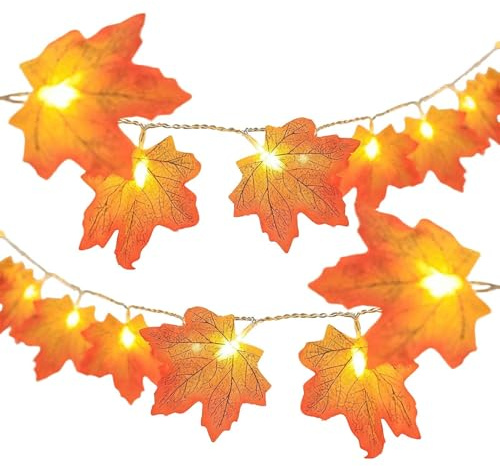 USB-Lichterkette – Ahornblatt-Lichterkette, 6 Meter Kupferdraht | 40 LED dekorative mit USB-Strom für Innen- und Außenbereich, Garten, Hochzeit, Partys oder saisonale Heimversammlungen