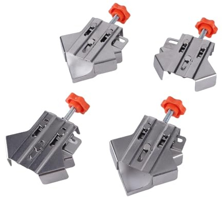 SVKMuuiYG Abrazaderas de Esquina de 4 Piezas, Abrazadera de ángulo Recto de Acero Inoxidable de 90 Grados con mandíbula oscilante Ajustable para carpintería