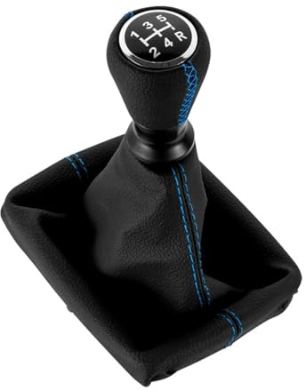 Qikaide für Peugeot 206 406 Schaltknauf und Kofferraum Set Leder Schaltgetriebe Schalthebel Abdeckung Ersatz (Blau)