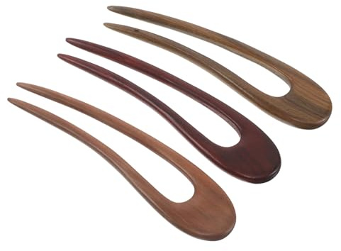 Hohopeti 3 Épingles à Cheveux en Bois de U, Fourchette à Chignon Minimaliste, Tenue Stable et Décorative, Accessoire pour Voyage et Bureau