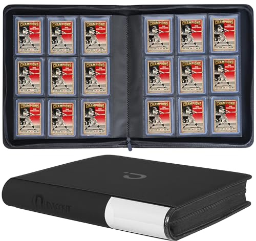 D DACCKIT Top Loader Binder,9 Pocket Top Loader Binders with Sleeves for 3 x 4 Rigid Card Holders for Trading Cards or Sports Cards - Model C,Classic Black