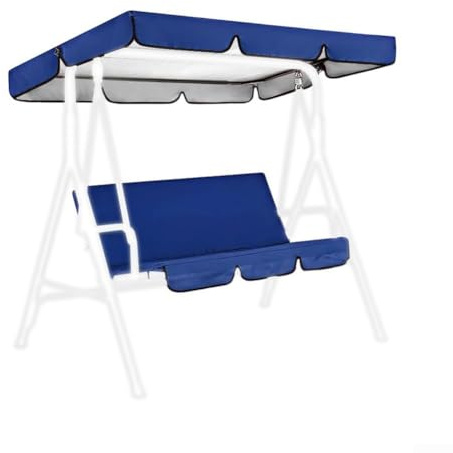 190T Polyester Swing Canopy and Seat Cover Set, Waterproof and UV Resistant Replacement for 3-Seater Garden Swing, Fits 190 x 132 x 15 cm Canopy and 150 x 50 x 10 cm Seat(dark blue)