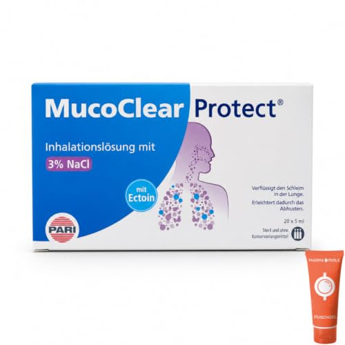 MucoClear Protect Inhalationslösung 20x 5 ml (1x) mit Pharma Perle Duschgel | Inhalationslösung mit Ectoin und 3 % NaCl, sterile Einzeldosen