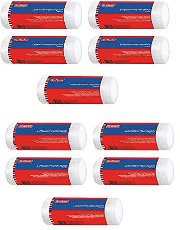 Herlitz Pellicola a bolle d'aria, arrotolata, in sacchetto di plastica, 5 m x 40 cm (pluriball, 10 rotoli)