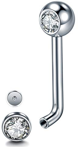 Xpicrn Double Gem Titanium Curved Banana Bar VCH Hood Christina Genital Piercing 14 Gauge (Clear)