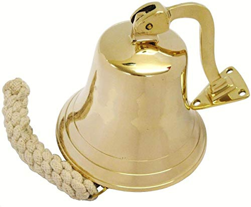 Premium Solid Brass Wall Bell with Rope Pull – Vintage Nautical Hanging Bell, Clear Sound Door Bell for Home, Office, Temple