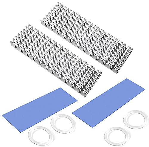 Dissipateur Thermique, CTRICALVER Radiateur SSD M.2 avec Feuille adhésive Conductrice Thermique pour empêcher la dissipation de chaleur incontrôlable (2 pièces, Argent)