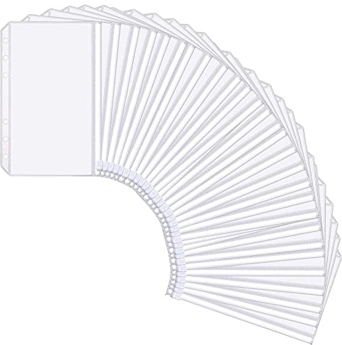 EFUTURETIME Binder väskor A6 30 stycken 6 hål PVC transparent knytväska dragkedja vattentät pengar budgetbinder kuvert genomskinliga fodral mapp för bärbara datorer kort
