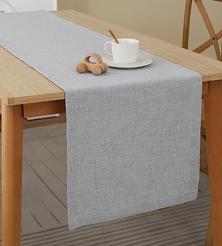 Tischläufer Leinenoptik Tischwäsche, Abwaschbar & Fleckenabweisend Table Runner, Läufer Tisch Deko Tischband Tafeltuch Tischtuch, Tischläufer Für Esszimmer Party Urlaub Dekoration (Grau,40 x 180cm)